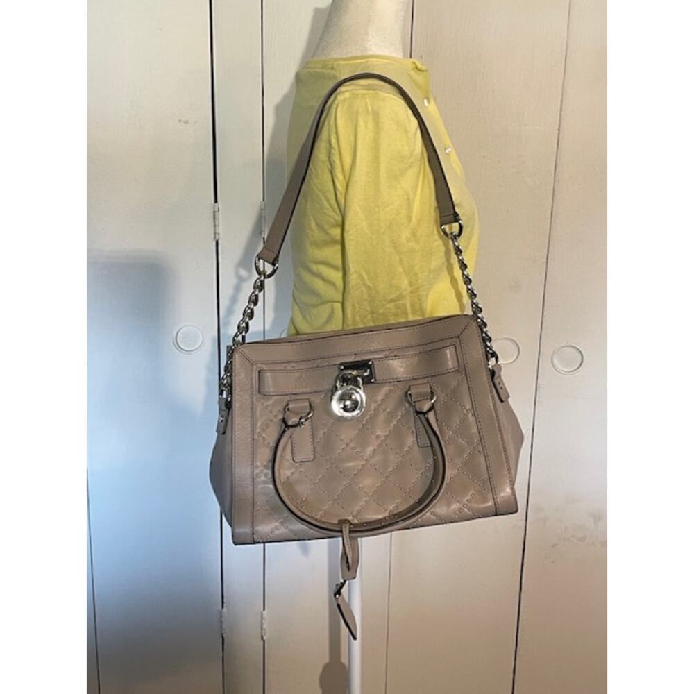 Michael Kors‎ Hamilton Stud Quilted Purse Micro-Stud Silvertone Accents